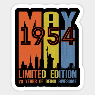 May 1954 70 Years Of Being Awesome Limited Edition Sticker